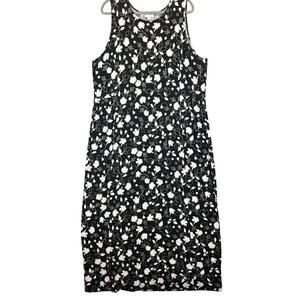 J Jill Maxi Dress XL Beachy Coastal Hawaiian Floral Jersey Knit Stretch Comfort